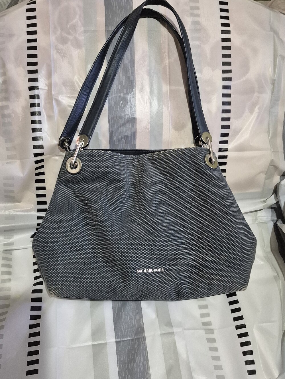 Michael Kors Charcoal Gray Textured Shoulder Bag